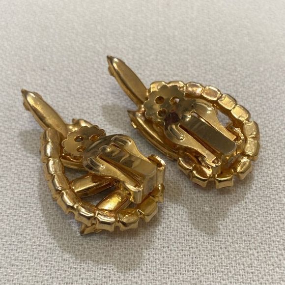 Vintage Juliana Navette And Round Rhinestone Crawler Earrings - Picture 15 of 15